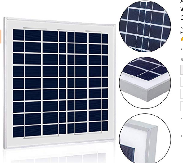 ACOPower 15W 12V Solar Charger Kit, 5A Charge Controller with Alligator Clips HY-CKP-15W