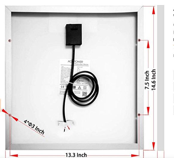 ACOPower 15W 12V Solar Charger Kit, 5A Charge Controller with Alligator Clips HY-CKP-15W