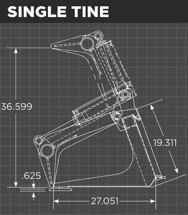 Loflin Fabrication | Grapple Bucket | Single Tine | 36" – 50" Width | For Mini Skid Steer & Tractor