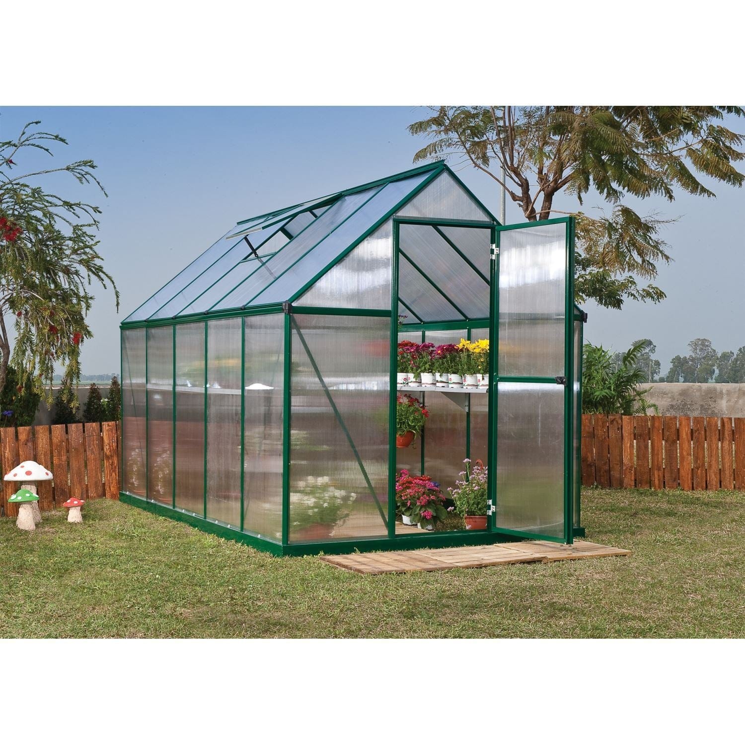 Palram - Canopia | Mythos Greenhouse Kit - 6 Ft Wide - Green With 4mm Twin-wall Polycarbonate Glazing