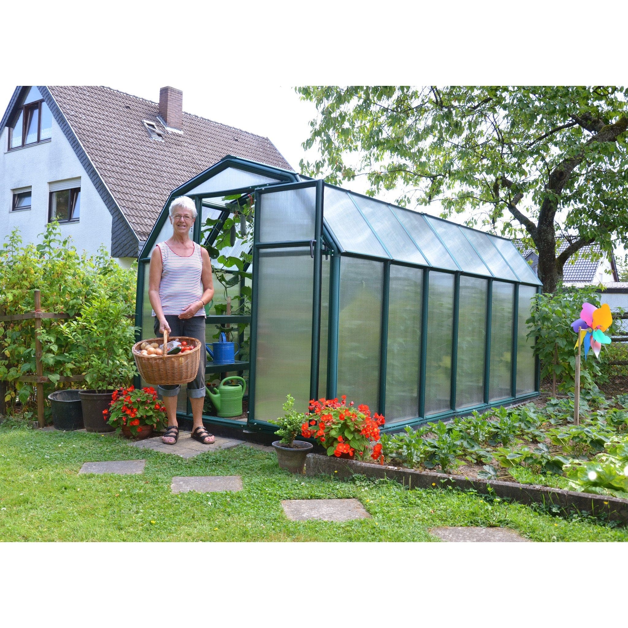 Palram - Canopia | EcoGrow Greenhouse Kit - 6 Ft Wide - Green With 6mm Twin-wall Polycarbonate Glazing