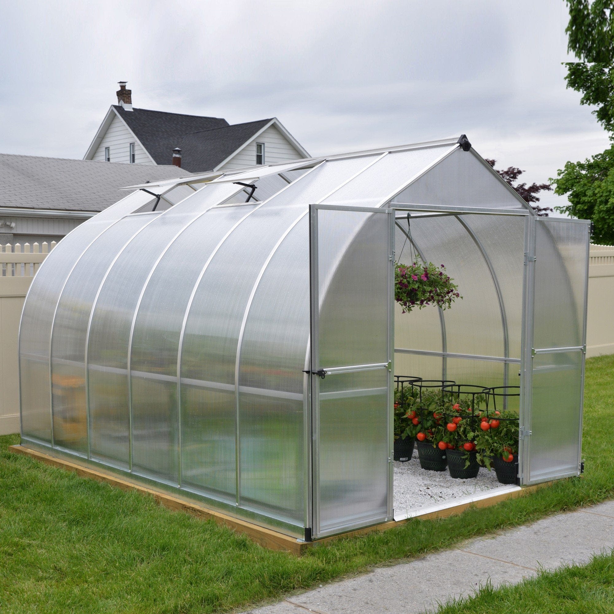 Palram - Canopia | Bella Greenhouse 8 Ft Wide - Silver With 6mm Twin-wall Polycarbonate Glazing