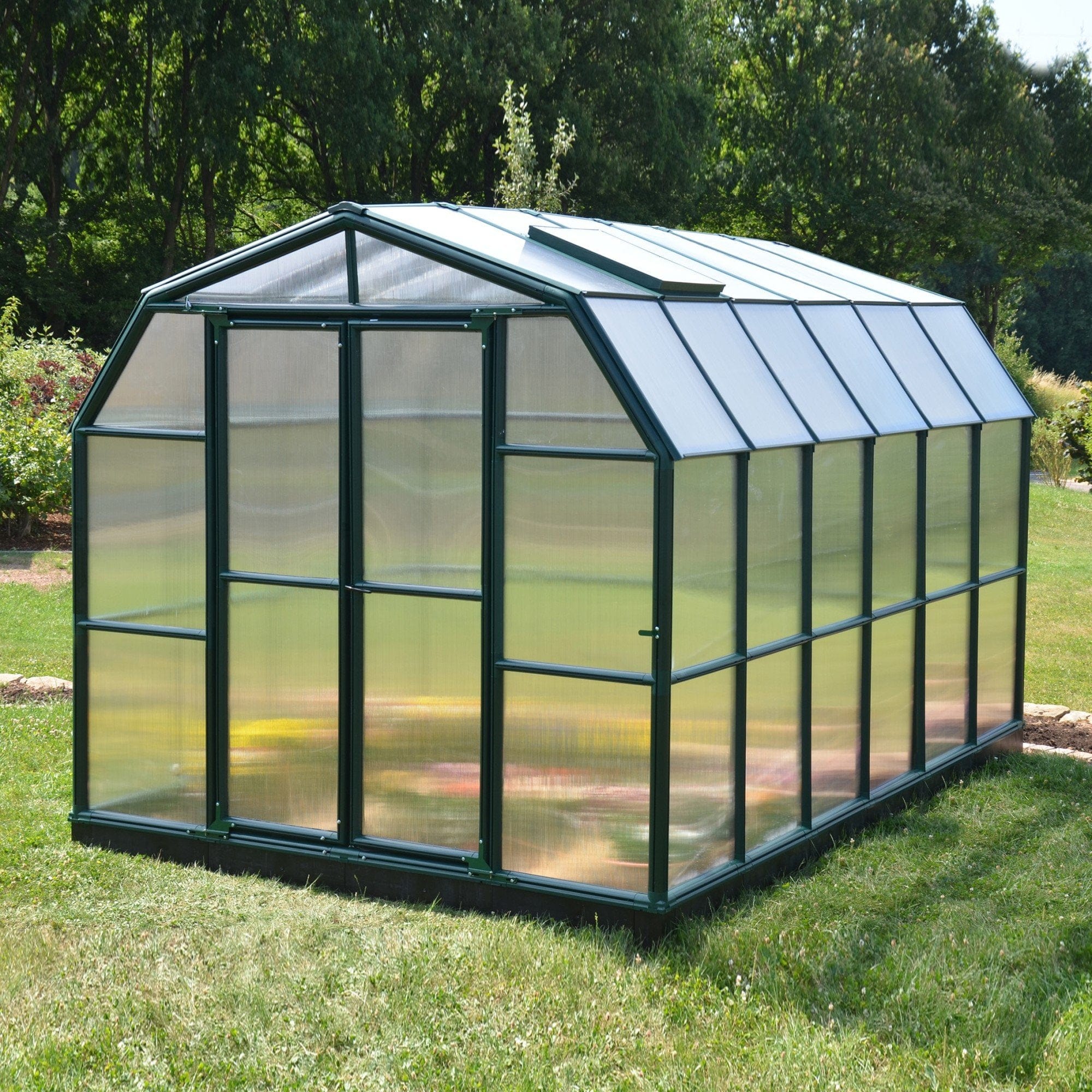 Palram - Canopia | Grand Gardener Greenhouse Kit - 8 Ft Wide - Green - 6mm Twin-wall Polycarbonate Glazing