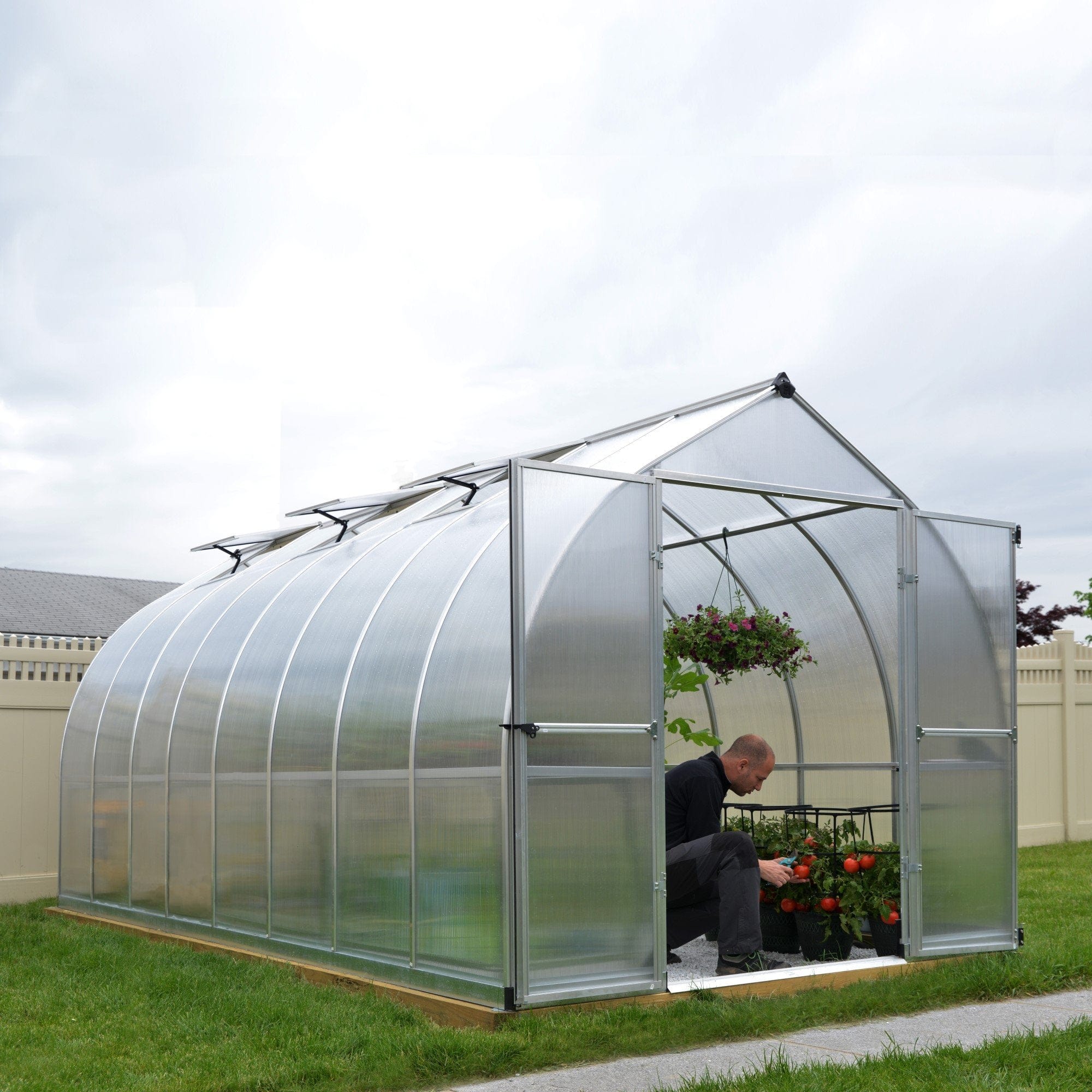Palram - Canopia | Bella Greenhouse 8 Ft Wide - Silver With 6mm Twin-wall Polycarbonate Glazing