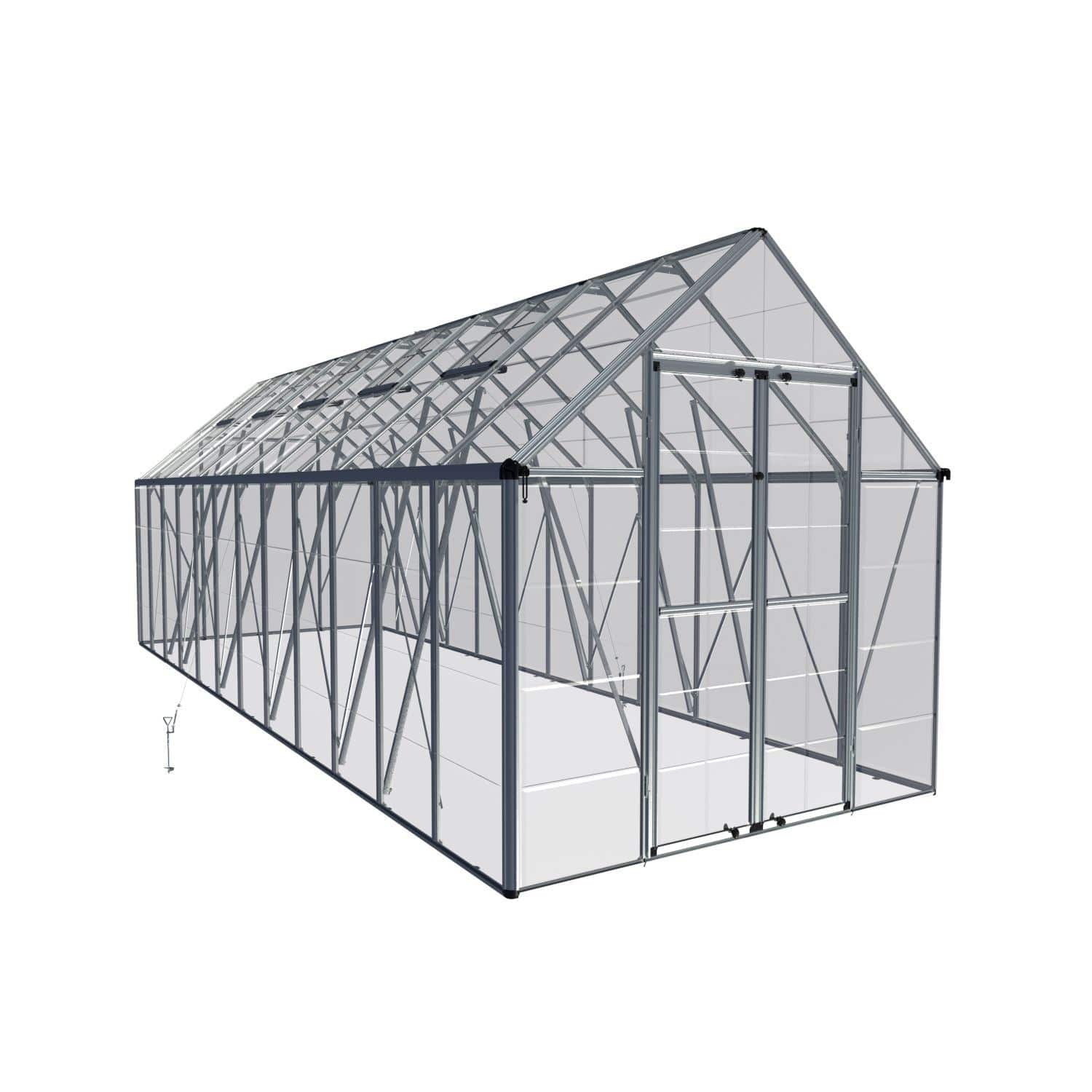 Palram - Canopia | Snap & Grow Greenhouse Kit - 8 Ft Wide - Silver With 0.8mm Polycarbonate Glazing
