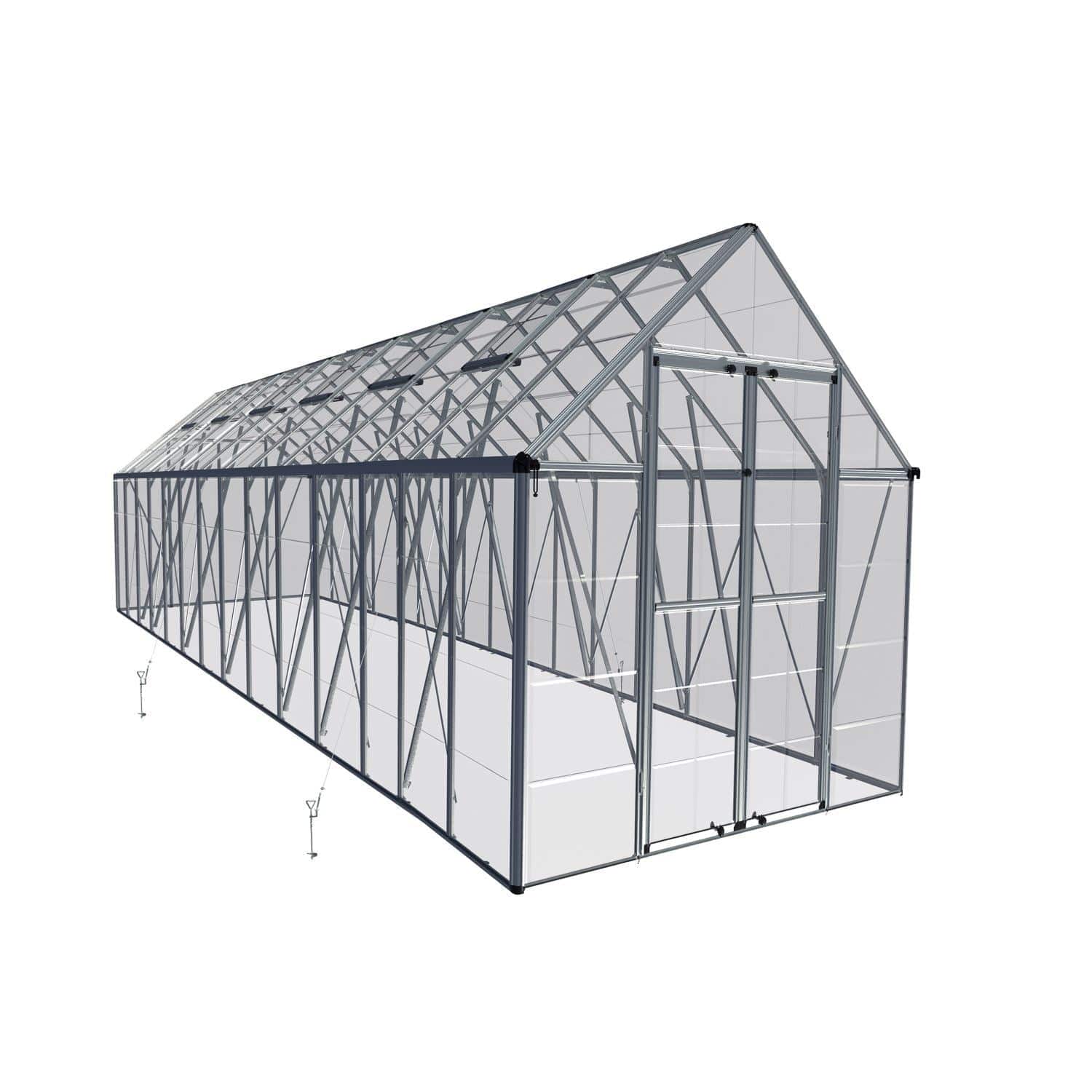 Palram - Canopia | Snap & Grow Greenhouse Kit - 8 Ft Wide - Silver With 0.8mm Polycarbonate Glazing