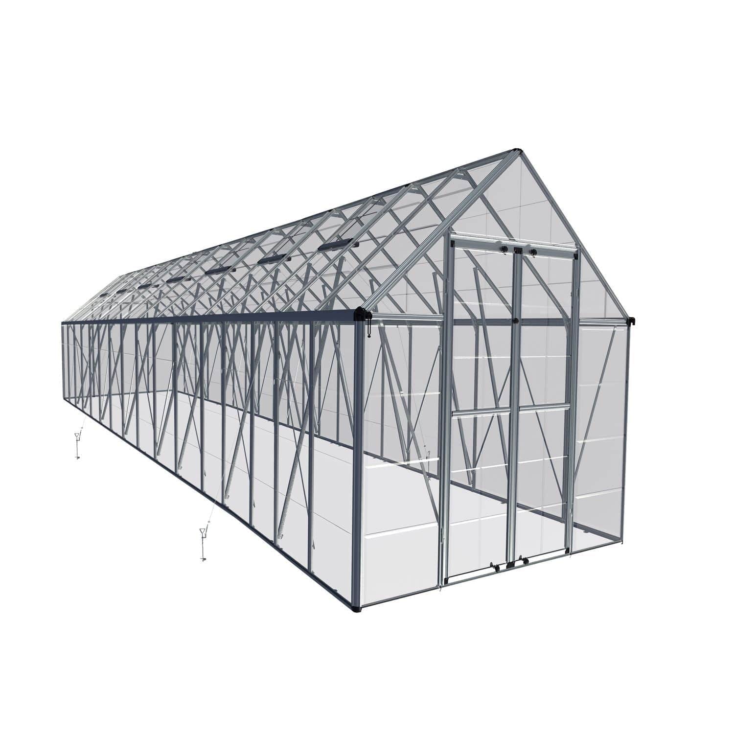 Palram - Canopia | Snap & Grow Greenhouse Kit - 8 Ft Wide - Silver With 0.8mm Polycarbonate Glazing