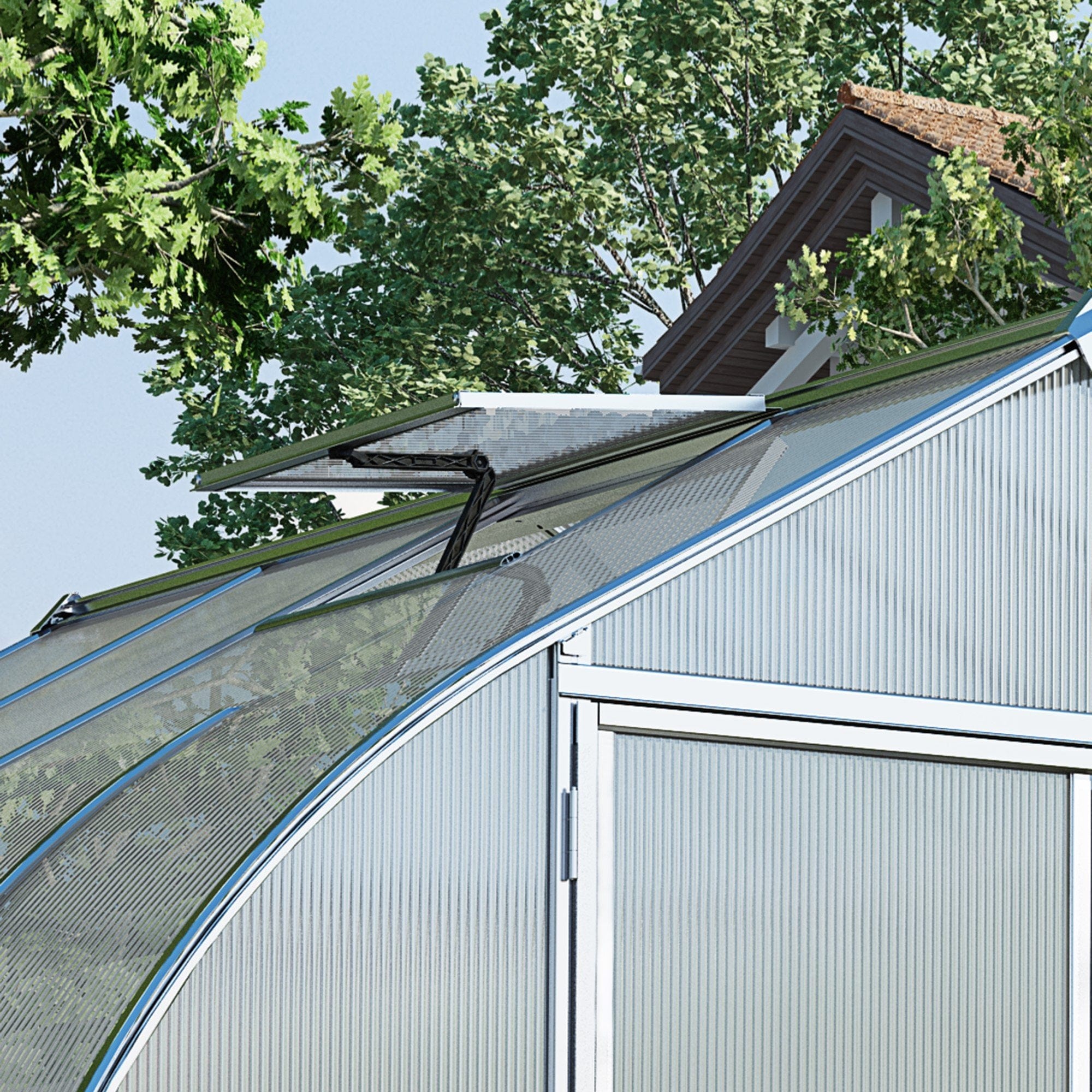 Palram - Canopia | Bella Greenhouse 8 Ft Wide - Silver With 6mm Twin-wall Polycarbonate Glazing