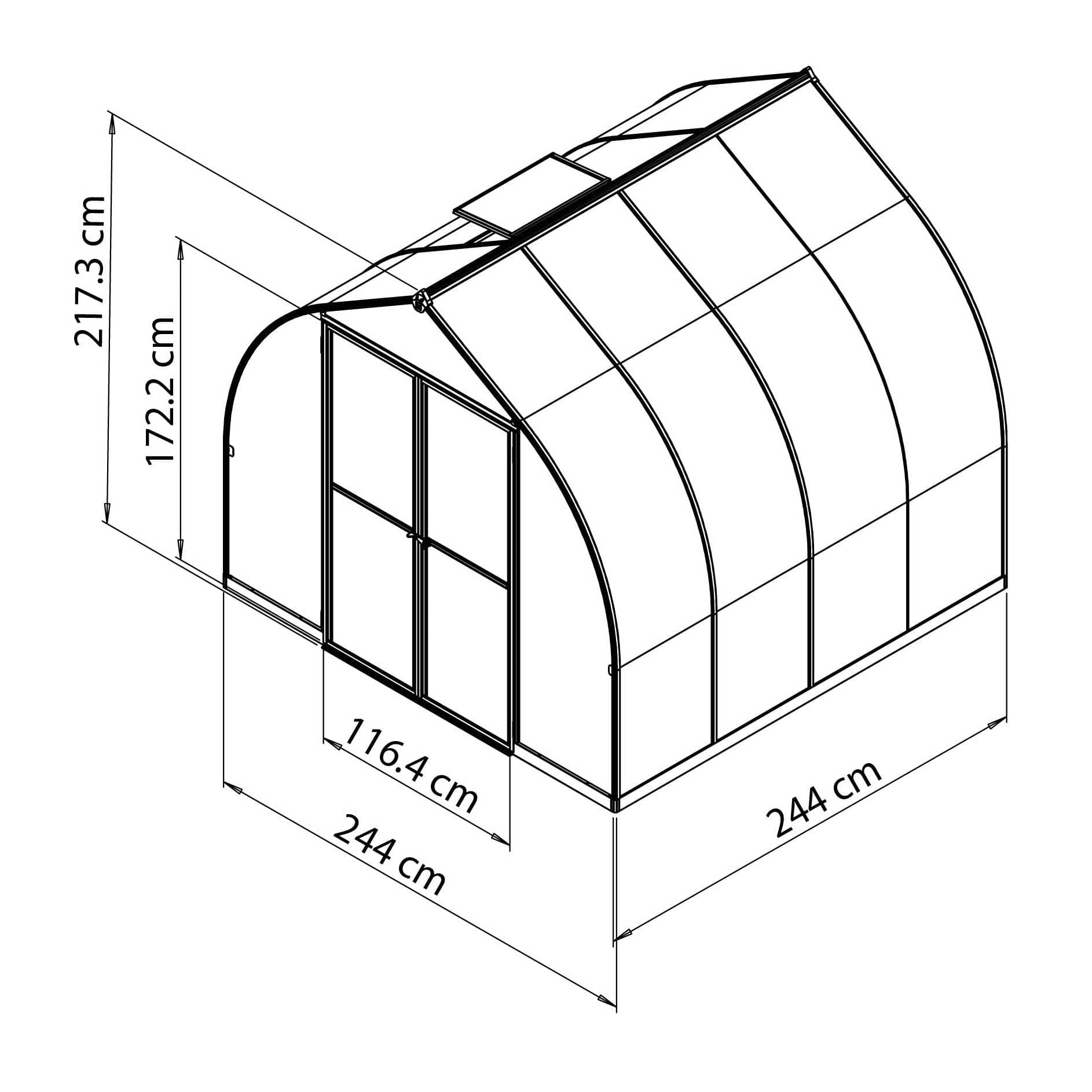 Palram - Canopia | Bella Greenhouse 8 Ft Wide - Silver With 6mm Twin-wall Polycarbonate Glazing