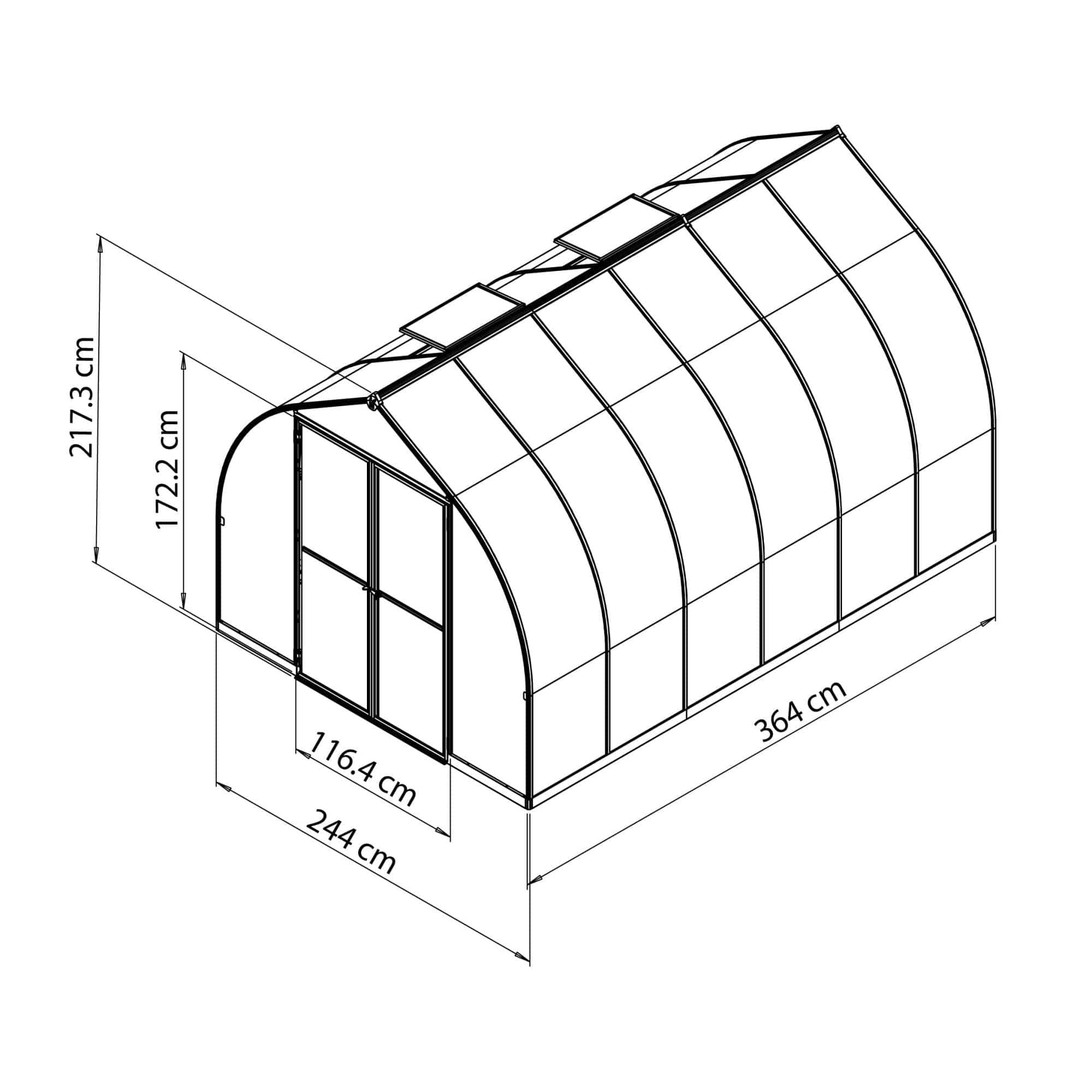 Palram - Canopia | Bella Greenhouse 8 Ft Wide - Silver With 6mm Twin-wall Polycarbonate Glazing