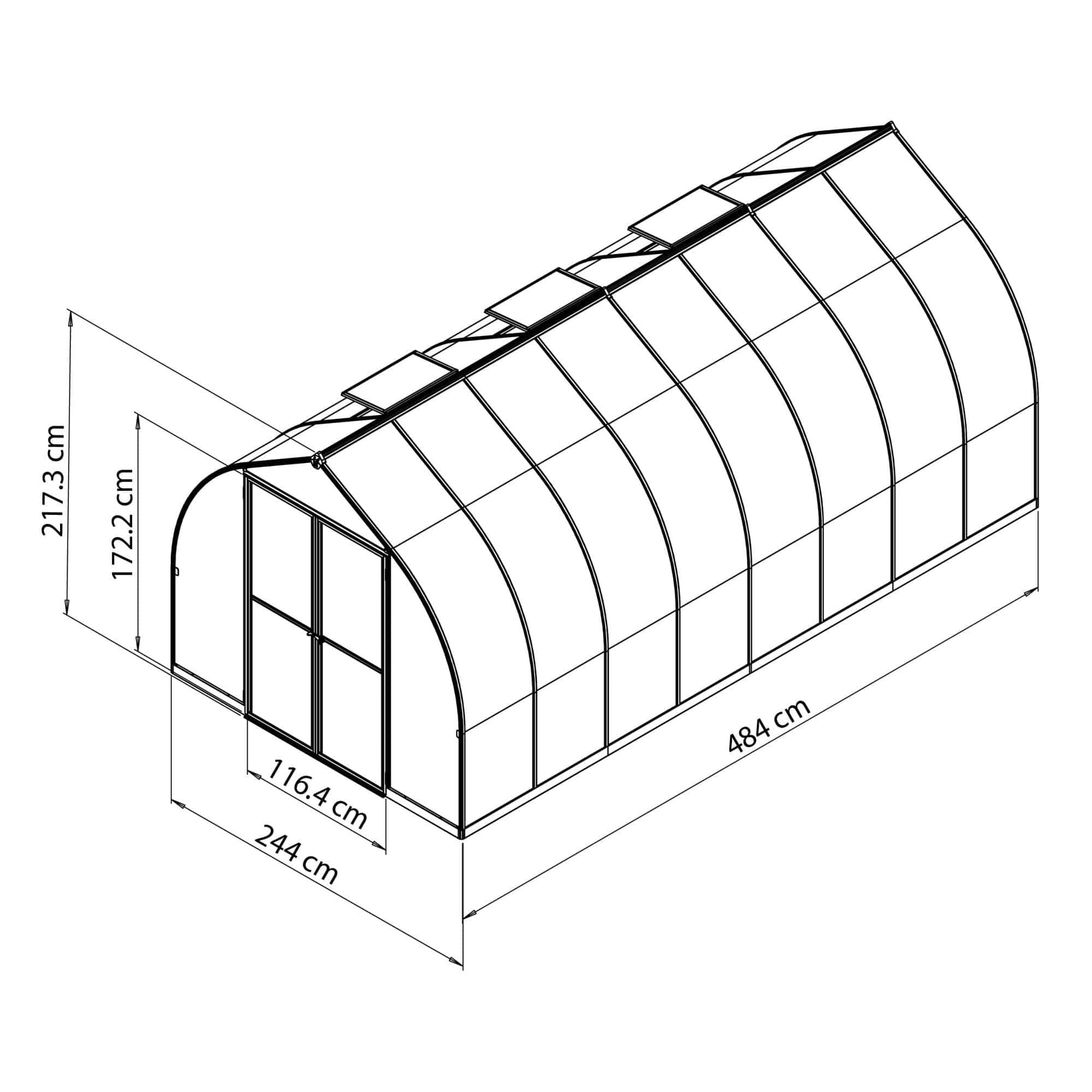 Palram - Canopia | Bella Greenhouse 8 Ft Wide - Silver With 6mm Twin-wall Polycarbonate Glazing