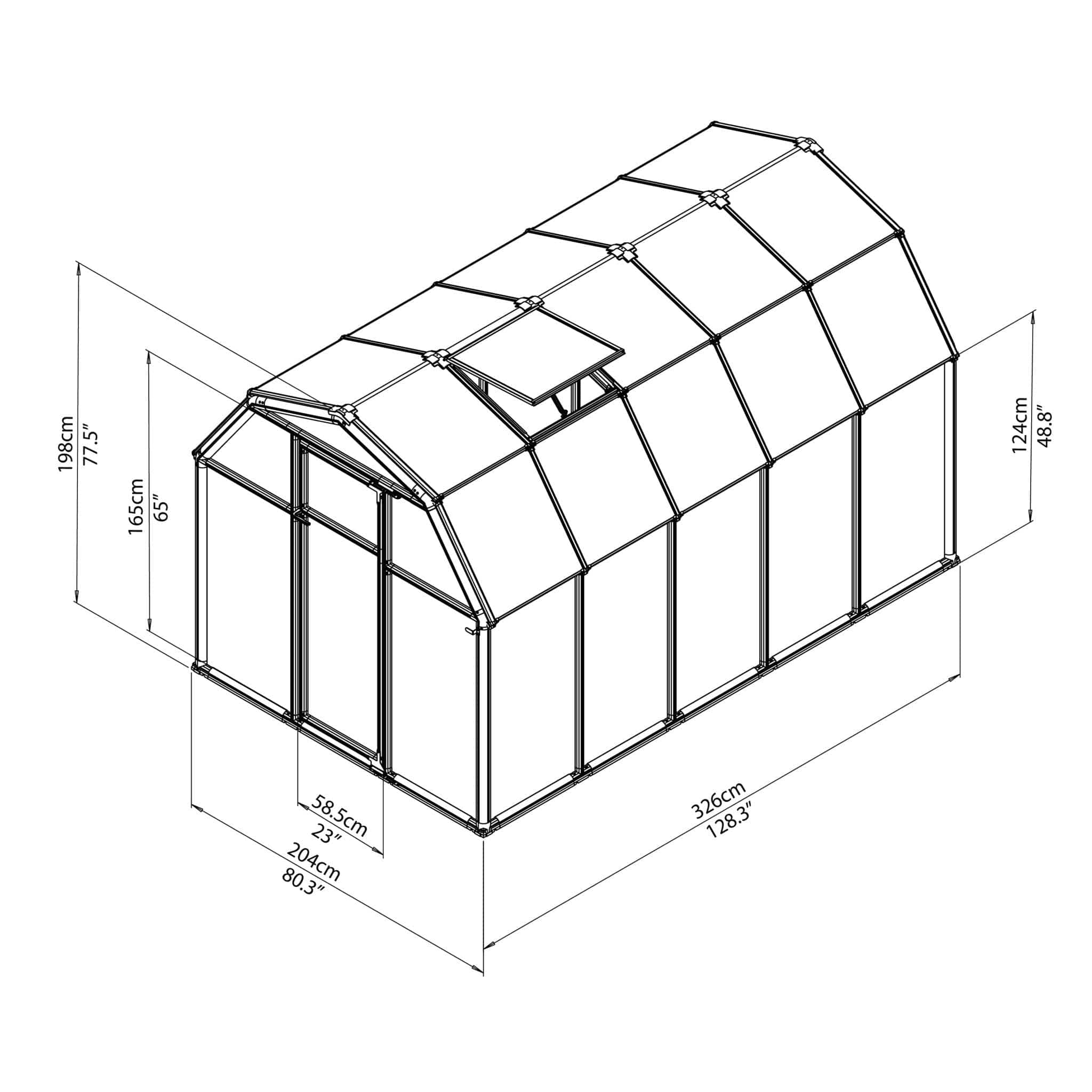 Palram - Canopia | EcoGrow Greenhouse Kit - 6 Ft Wide - Green With 6mm Twin-wall Polycarbonate Glazing