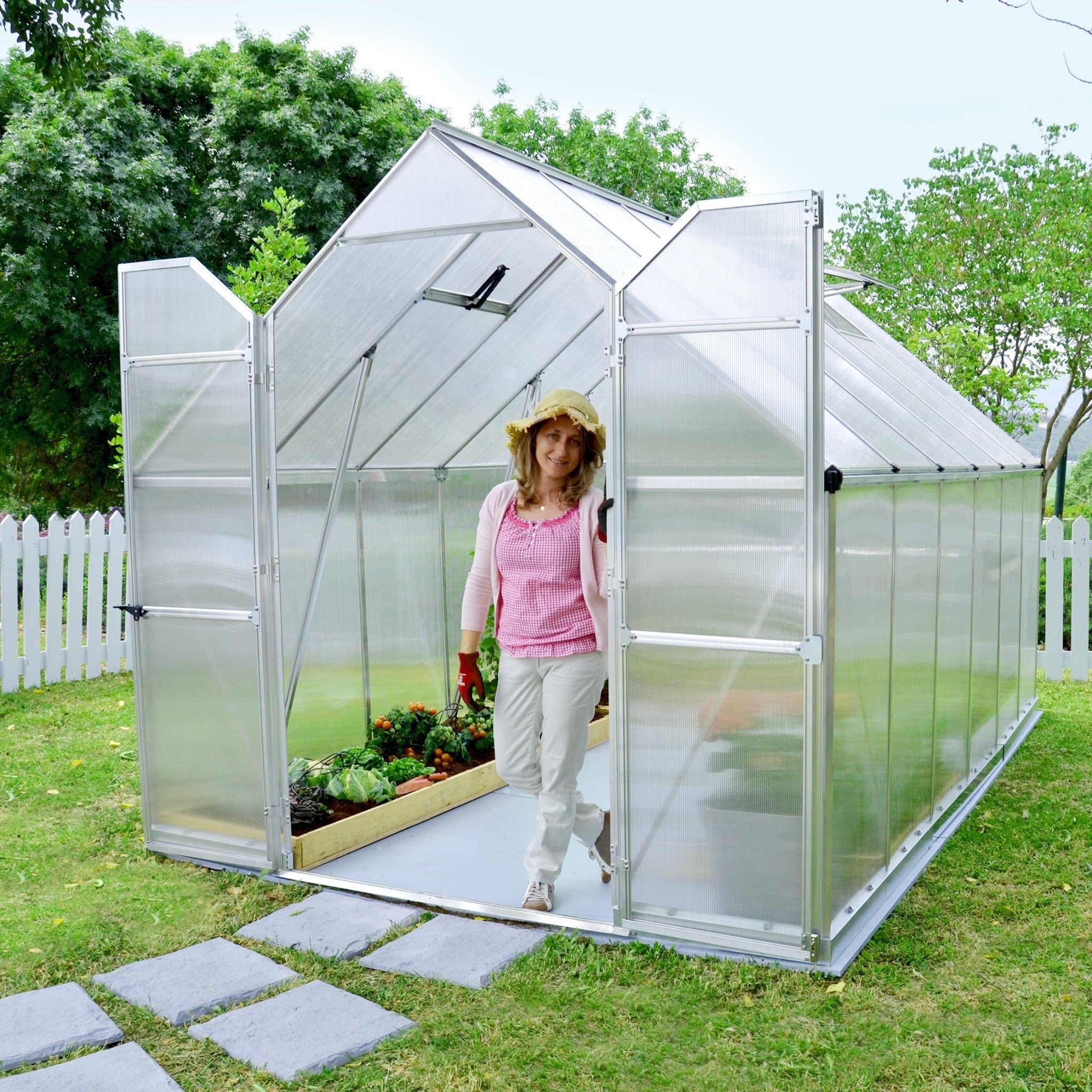 Palram - Canopia | Essence Greenhouse Kit - Silver With 4mm Twin-wall Polycarbonate Glazing