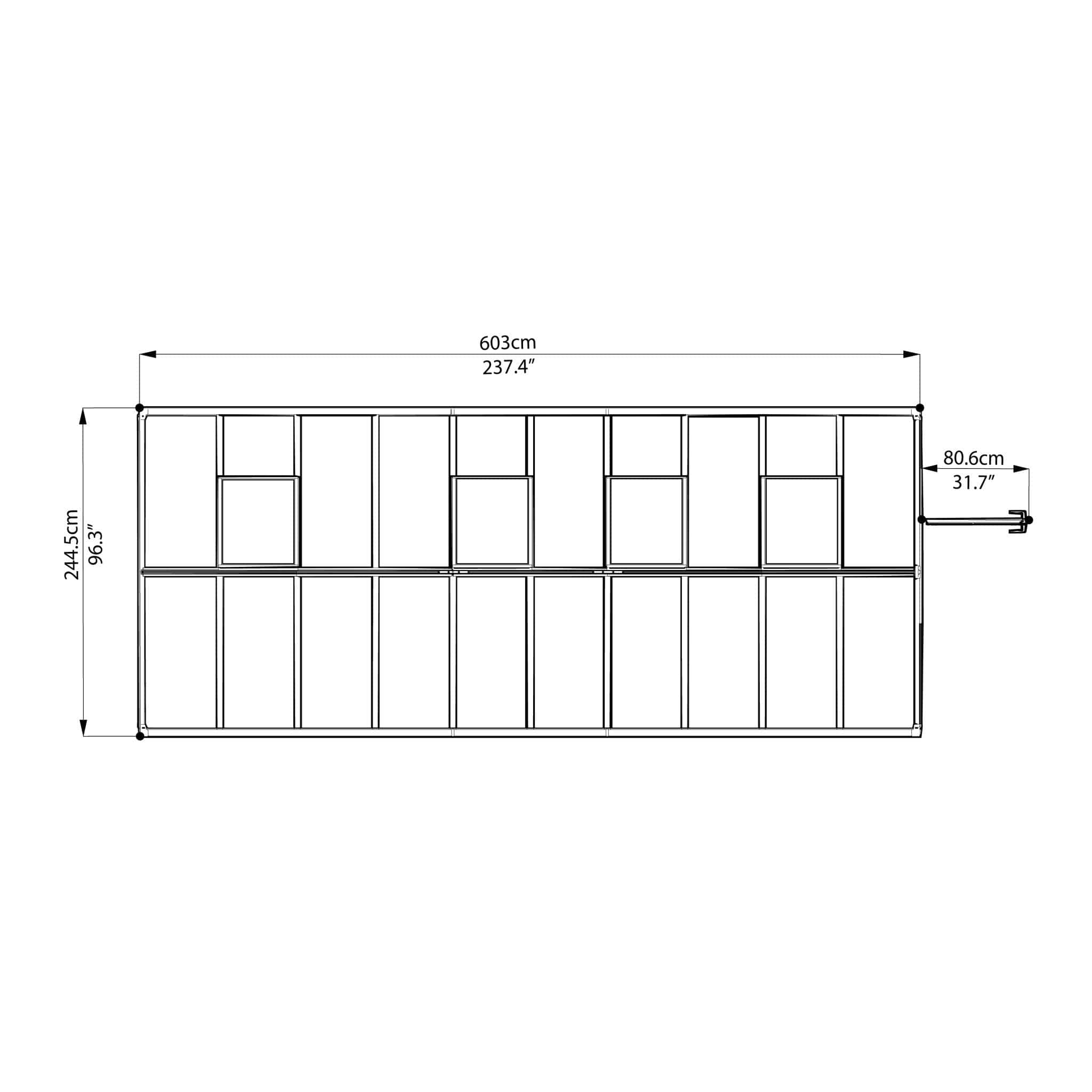 Palram - Canopia | Glory Premium Greenhouse Kit 8 Ft Wide - Gray With 10mm Twin-wall Polycarbonate Glazing