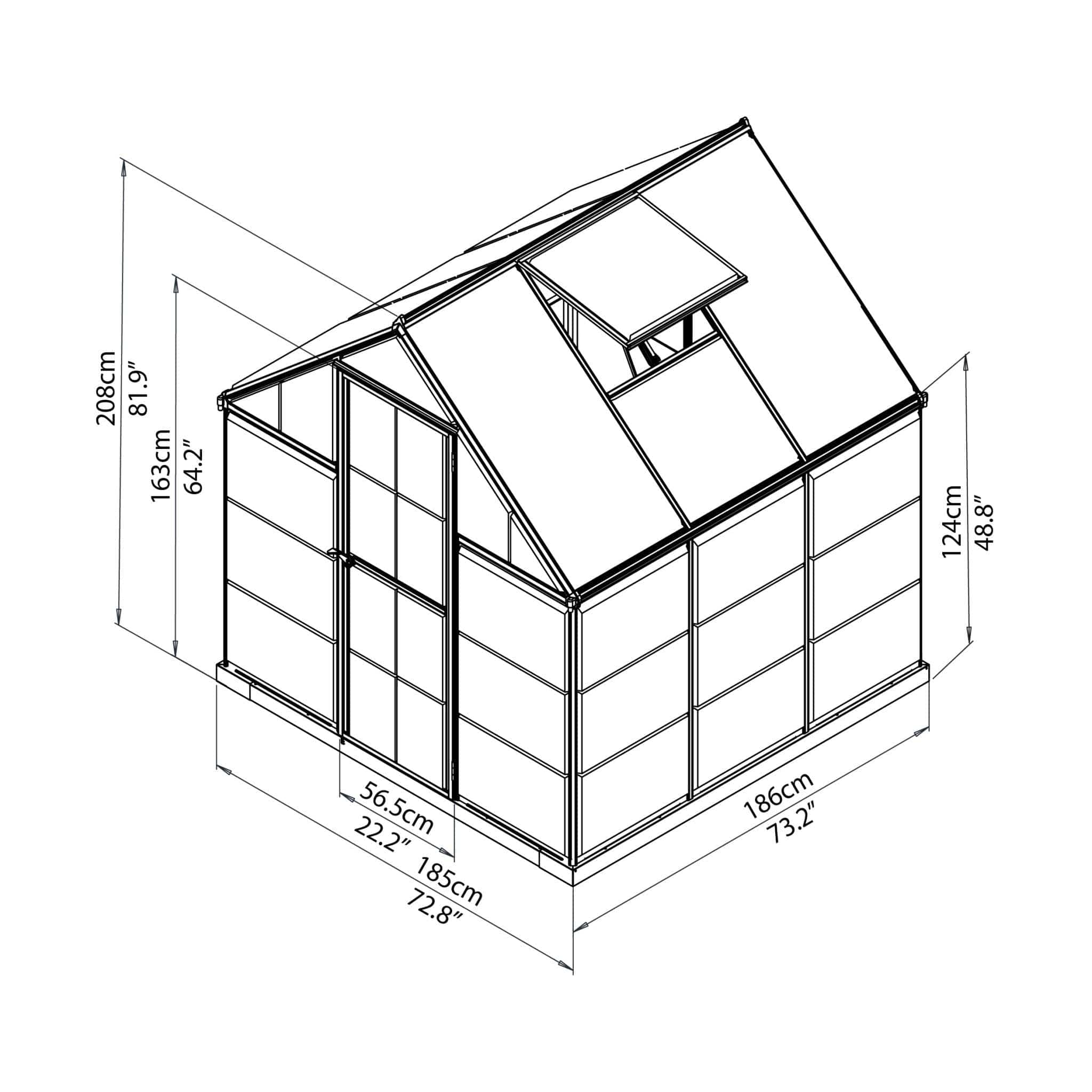 Palram - Canopia | Hybrid Greenhouse Kit - Silver With 0.8mm Polycarbonate Glazing