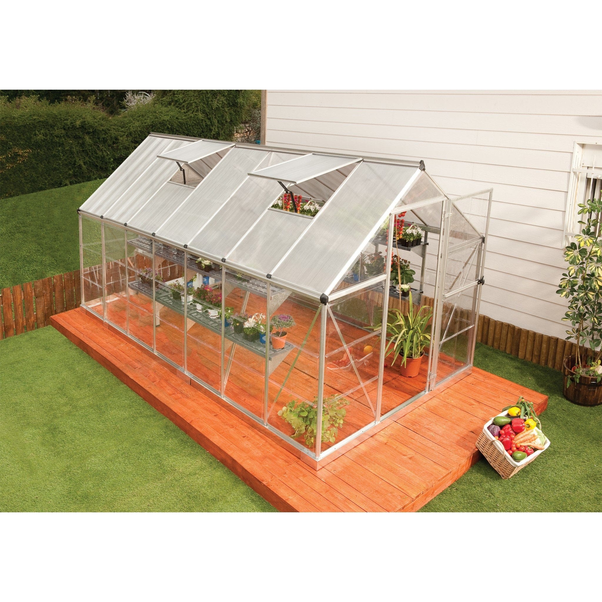 Palram - Canopia | 6x6 Ft Hybrid Greenhouse Kit - Green With 0.8mm Polycarbonate Glazing