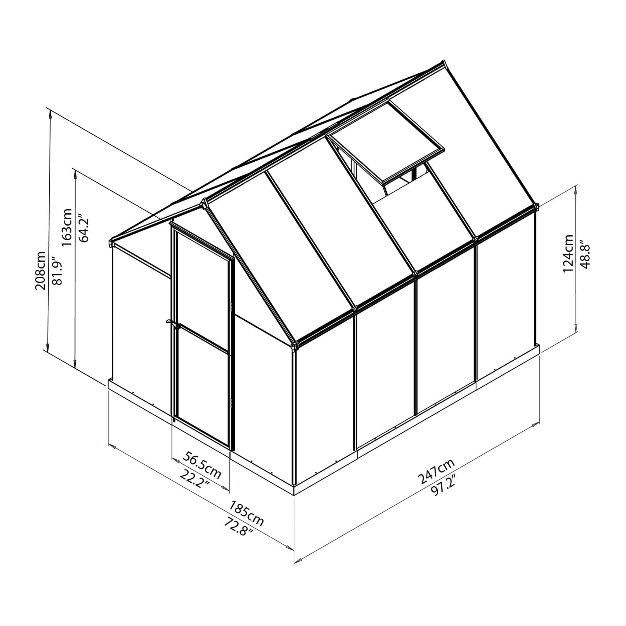 Palram - Canopia | Mythos Greenhouse Kit - 6 Ft Wide - Green With 4mm Twin-wall Polycarbonate Glazing