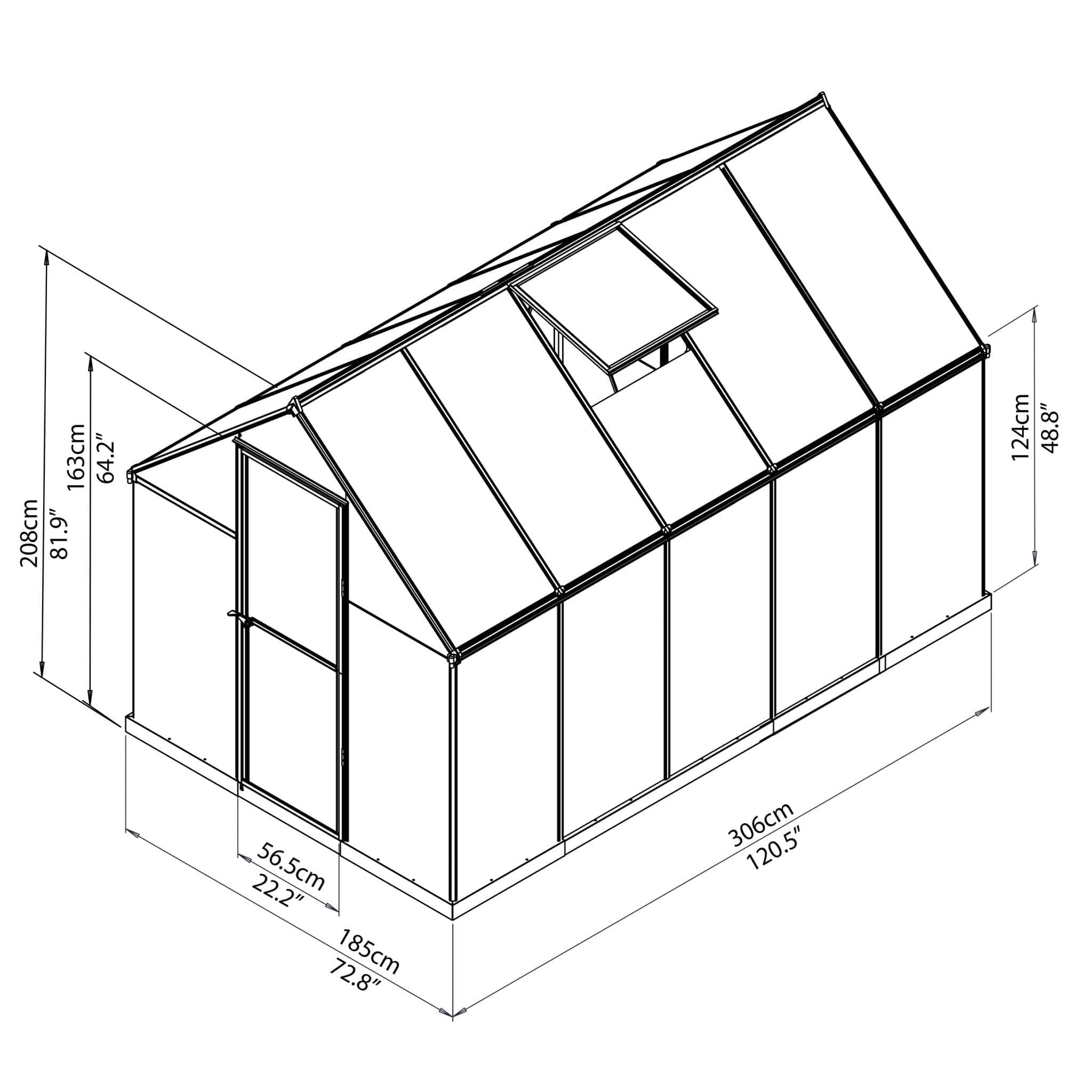 Palram - Canopia | Mythos Greenhouse Kit - 6 Ft Wide - Green With 4mm Twin-wall Polycarbonate Glazing