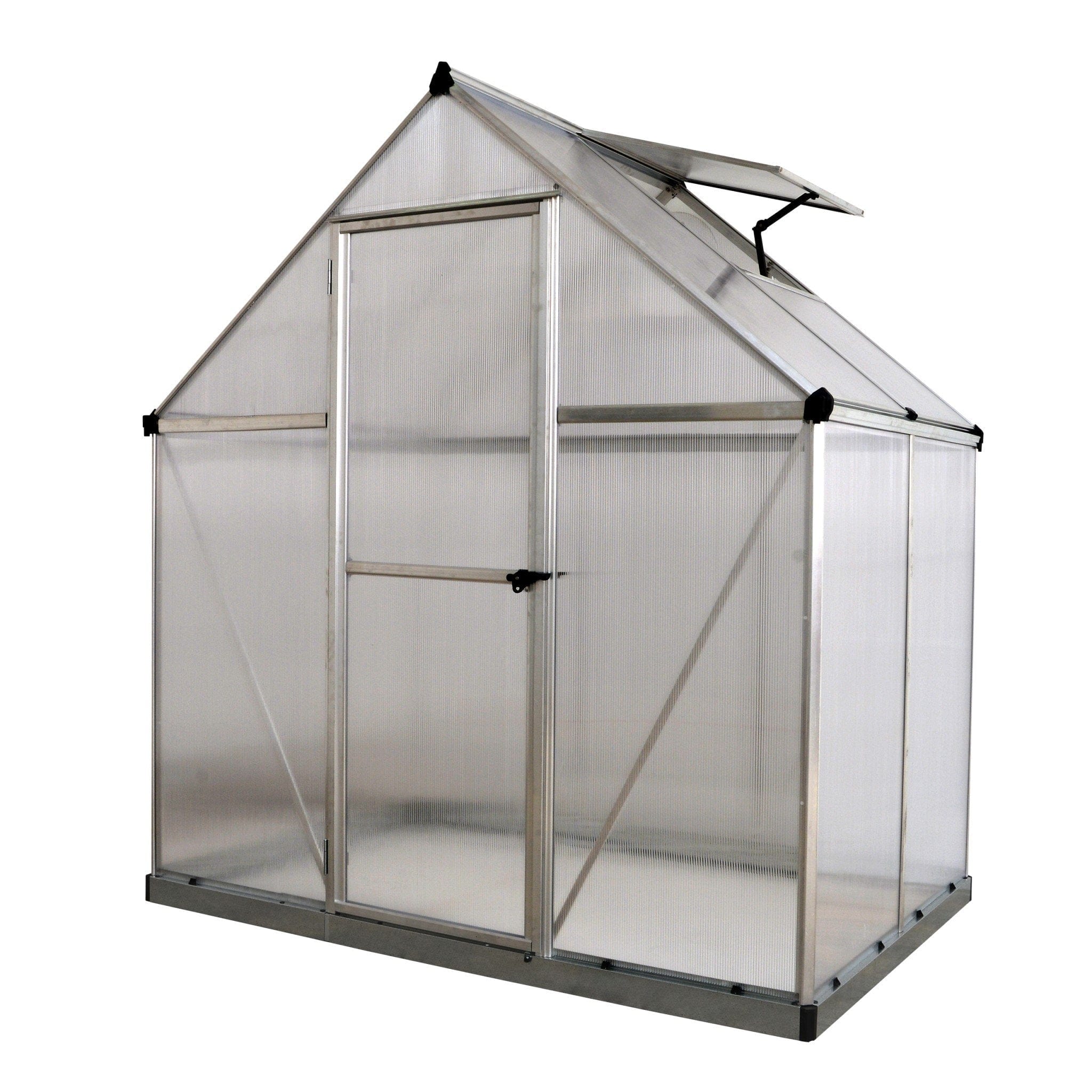 Palram - Canopia | Mythos Greenhouse Kit - 6 Ft Wide - Silver With 4mm Twin-wall Polycarbonate Glazing