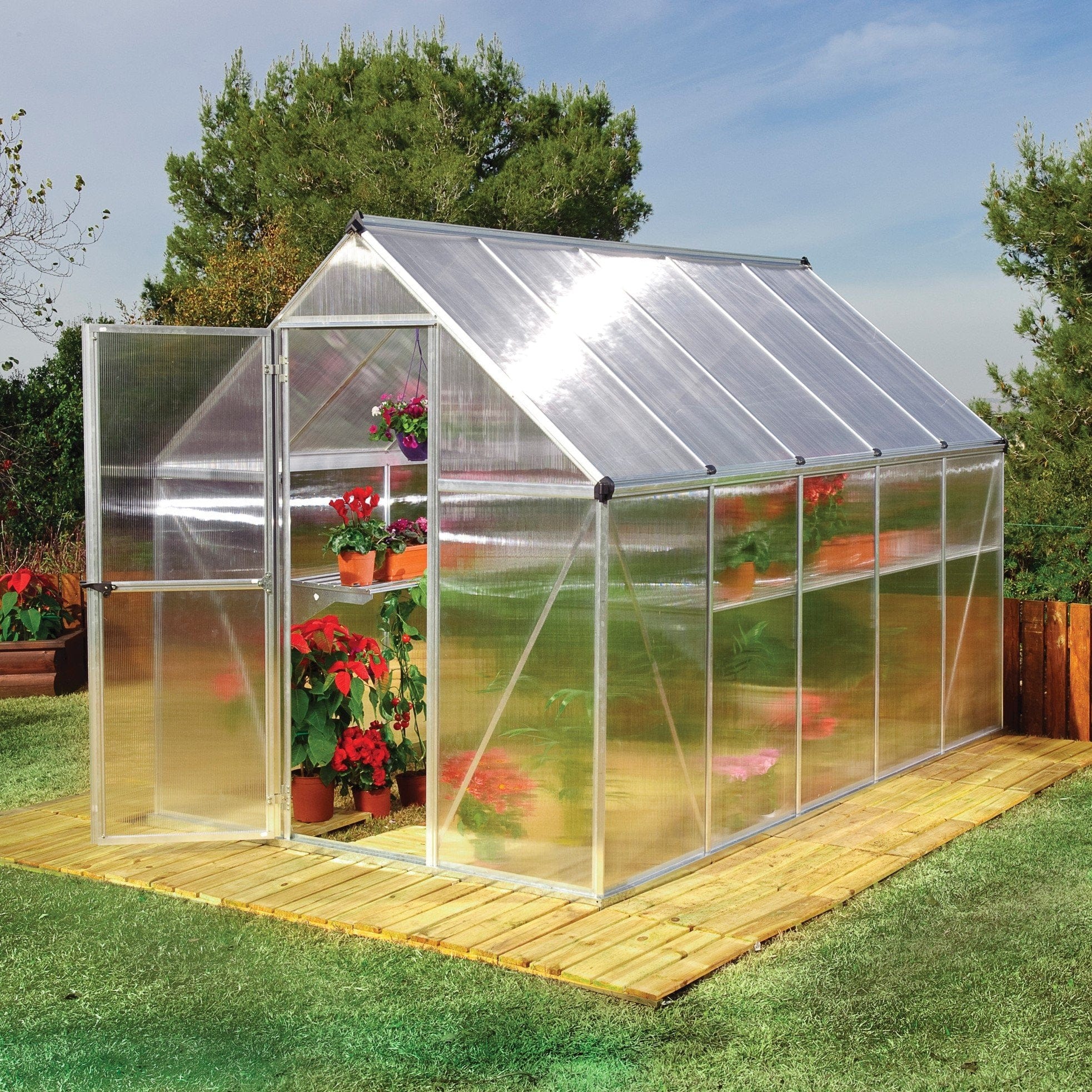Palram - Canopia | Mythos Greenhouse Kit - 6 Ft Wide - Silver With 4mm Twin-wall Polycarbonate Glazing