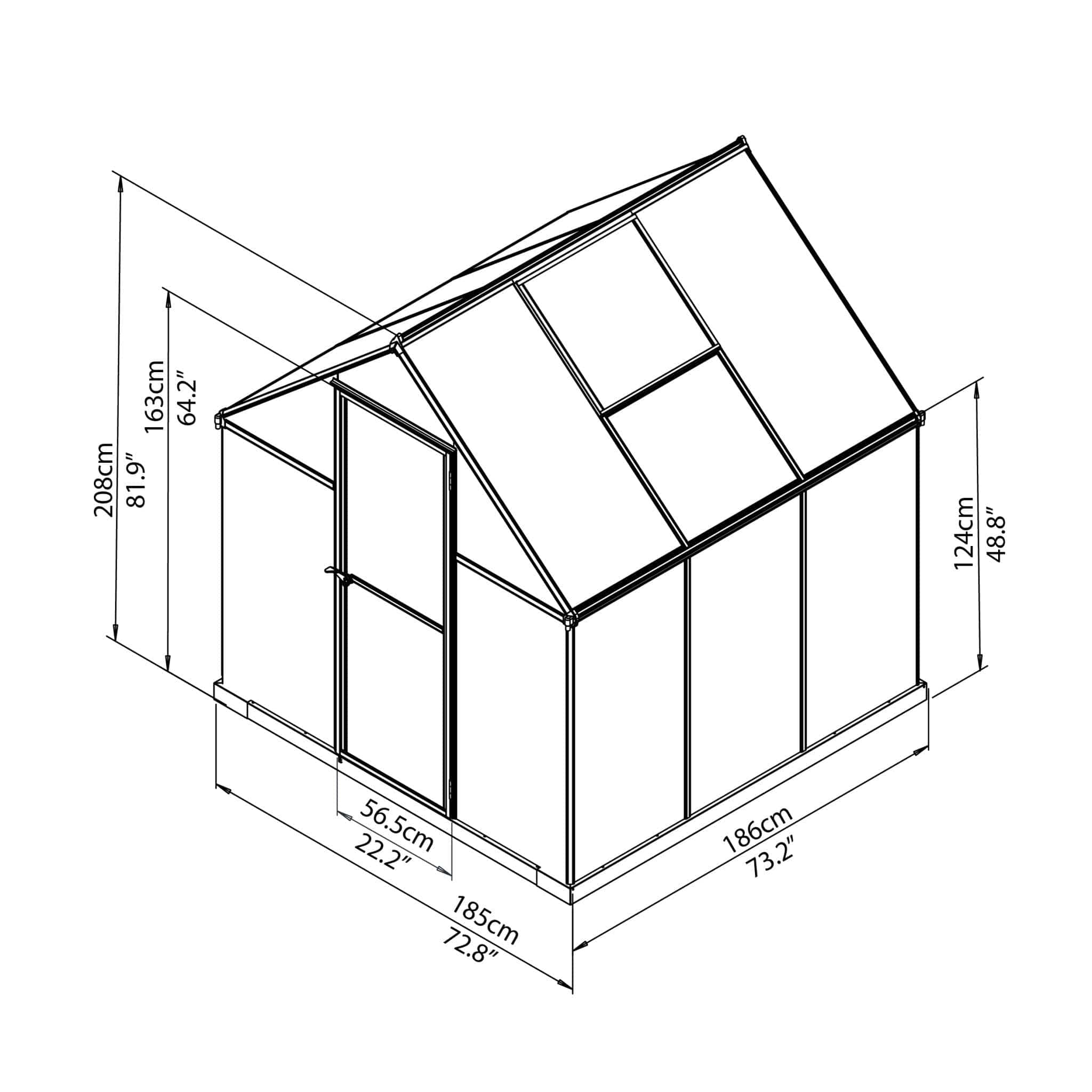 Palram - Canopia | Mythos Greenhouse Kit - 6 Ft Wide - Silver With 4mm Twin-wall Polycarbonate Glazing