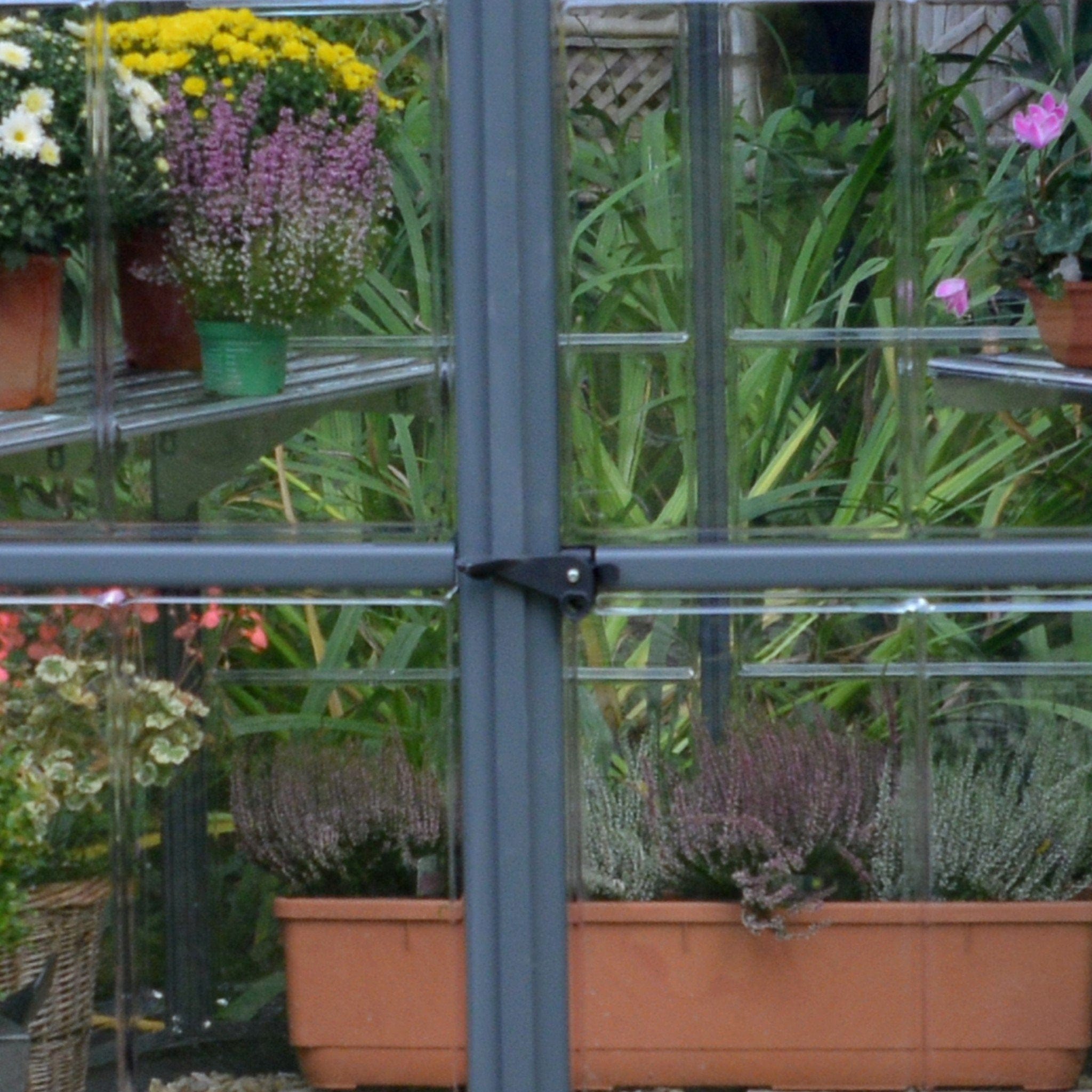 Palram - Canopia | 7x8 Ft Oasis Hex Greenhouse Kit - Gray With 0.8mm Polycarbonate Glazing