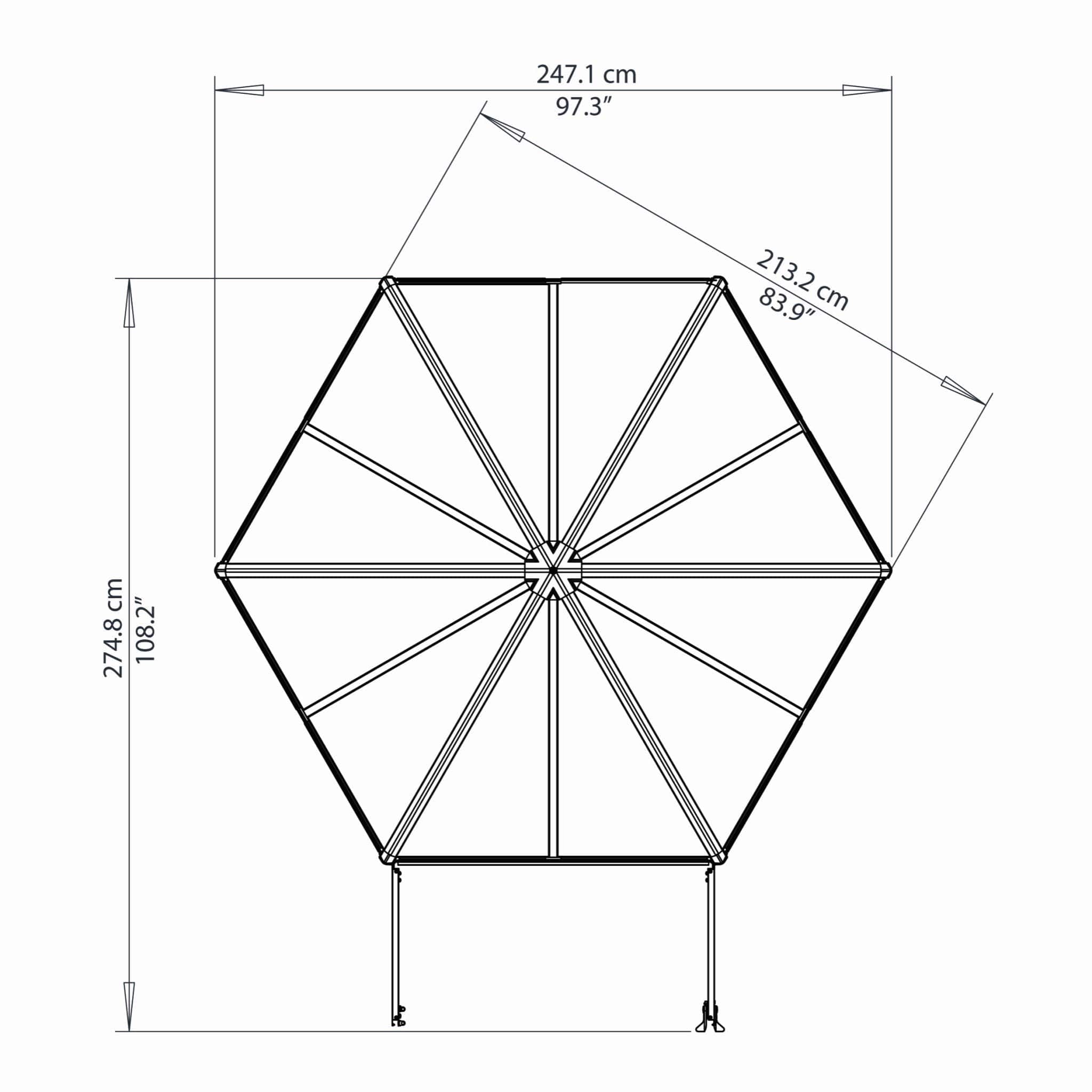 Palram - Canopia | 7x8 Ft Oasis Hex Greenhouse Kit - Gray With 0.8mm Polycarbonate Glazing