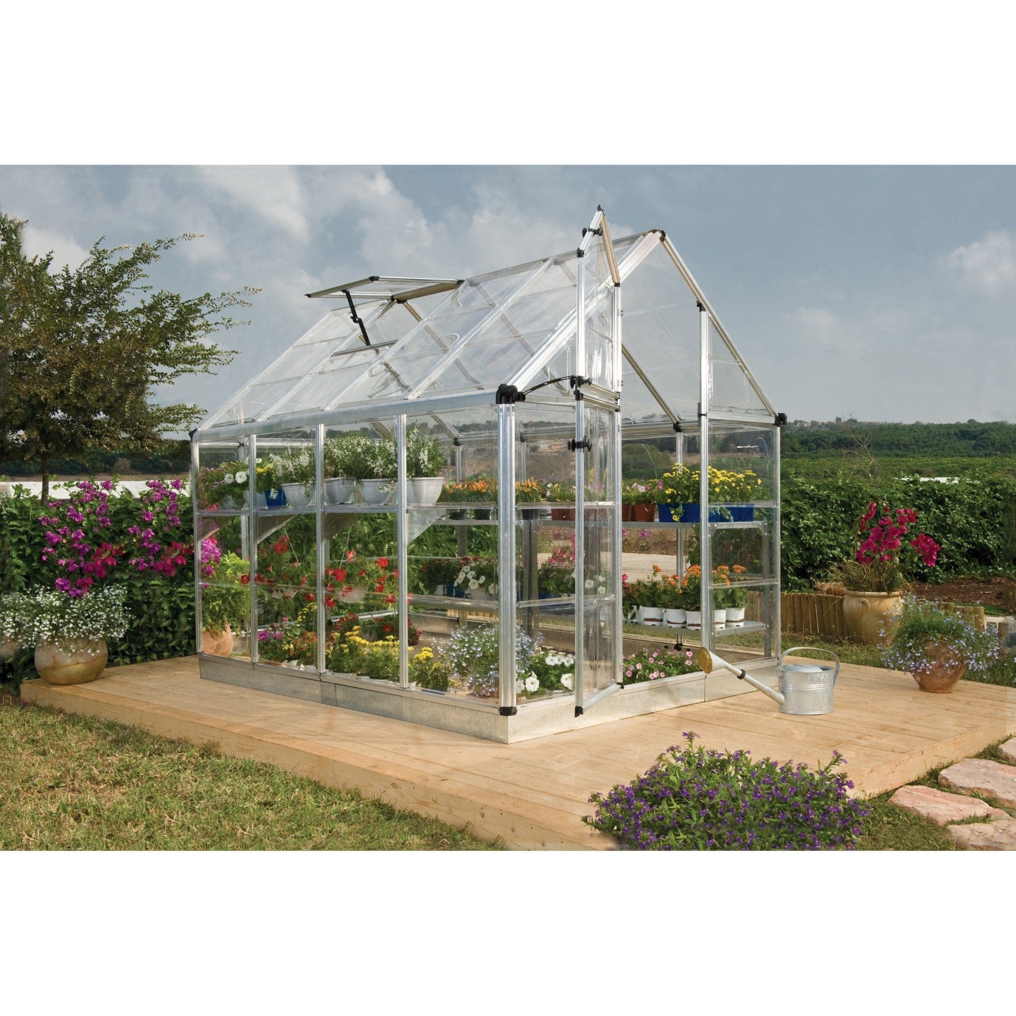 Palram - Canopia | Snap & Grow Greenhouse Kit - 6ft Wide - Silver With 0.8mm Polycarbonate Glazing
