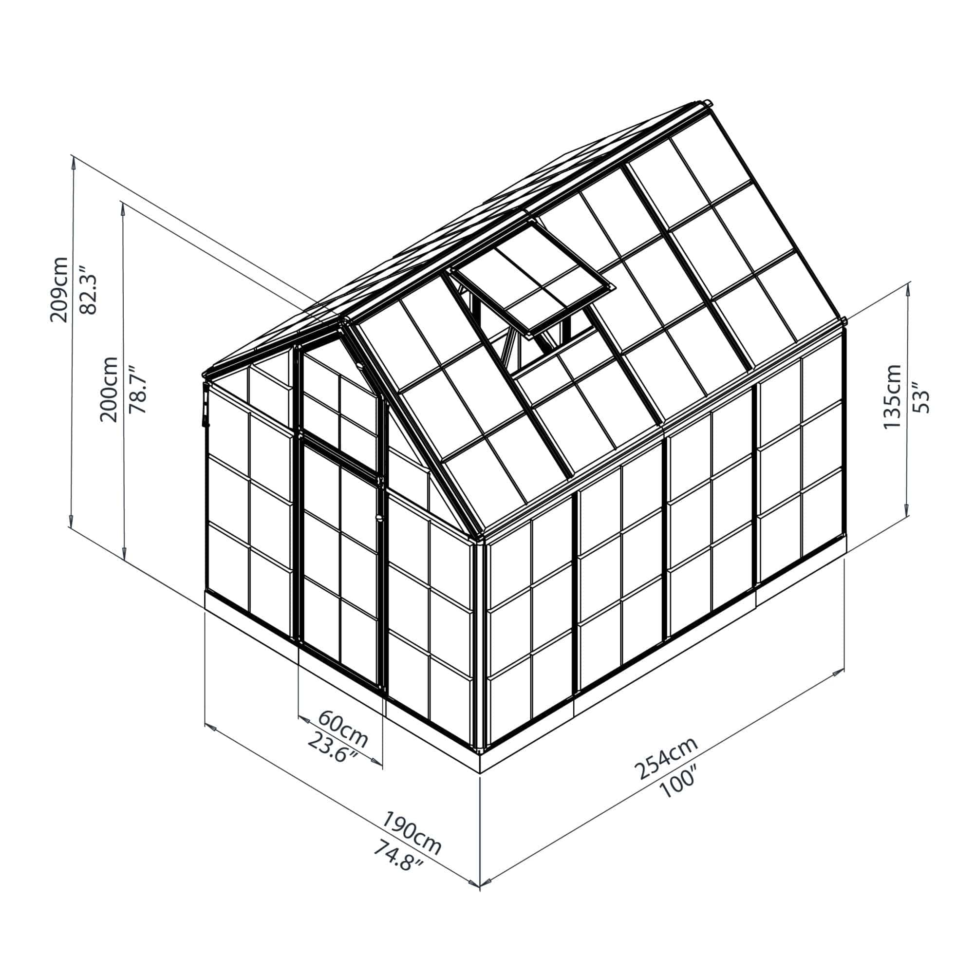 Palram - Canopia | Snap & Grow Greenhouse Kit - 6ft Wide - Silver With 0.8mm Polycarbonate Glazing