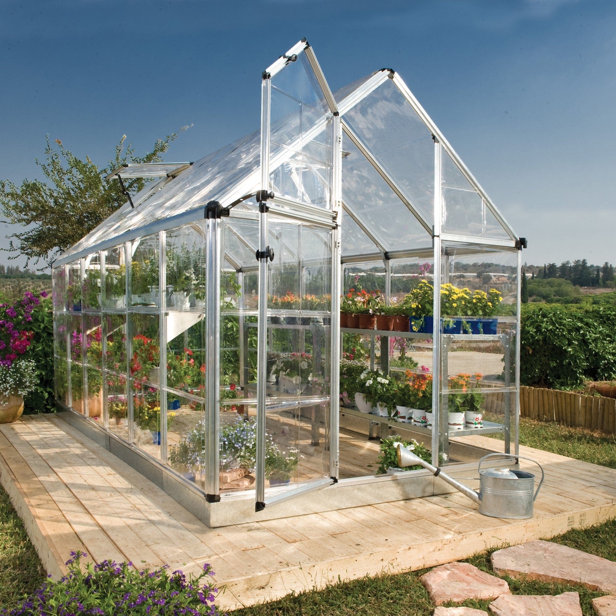 Palram - Canopia | Snap & Grow Greenhouse Kit - 6ft Wide - Silver With 0.8mm Polycarbonate Glazing