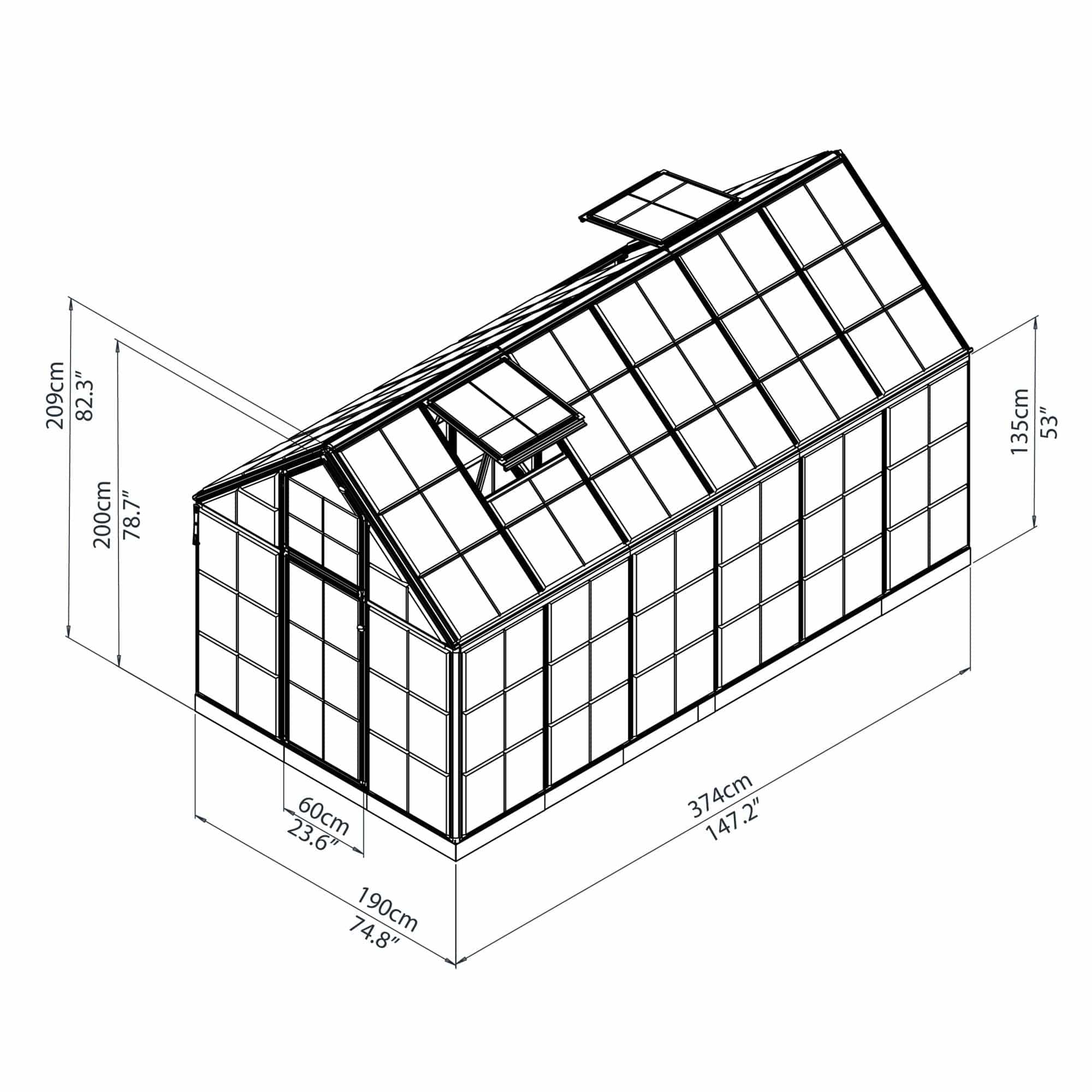 Palram - Canopia | Snap & Grow Greenhouse Kit - 6ft Wide - Silver With 0.8mm Polycarbonate Glazing