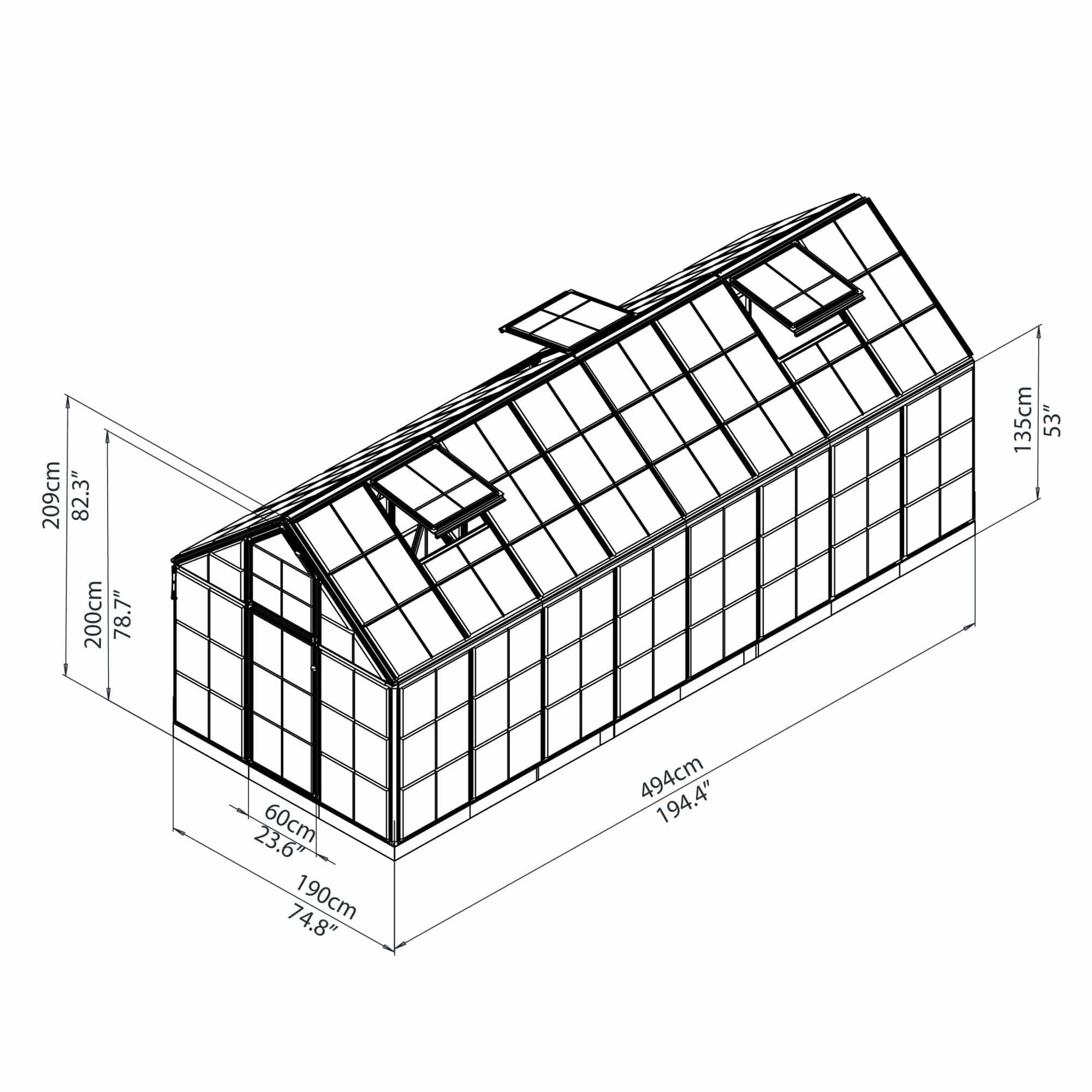 Palram - Canopia | Snap & Grow Greenhouse Kit - 6ft Wide - Silver With 0.8mm Polycarbonate Glazing