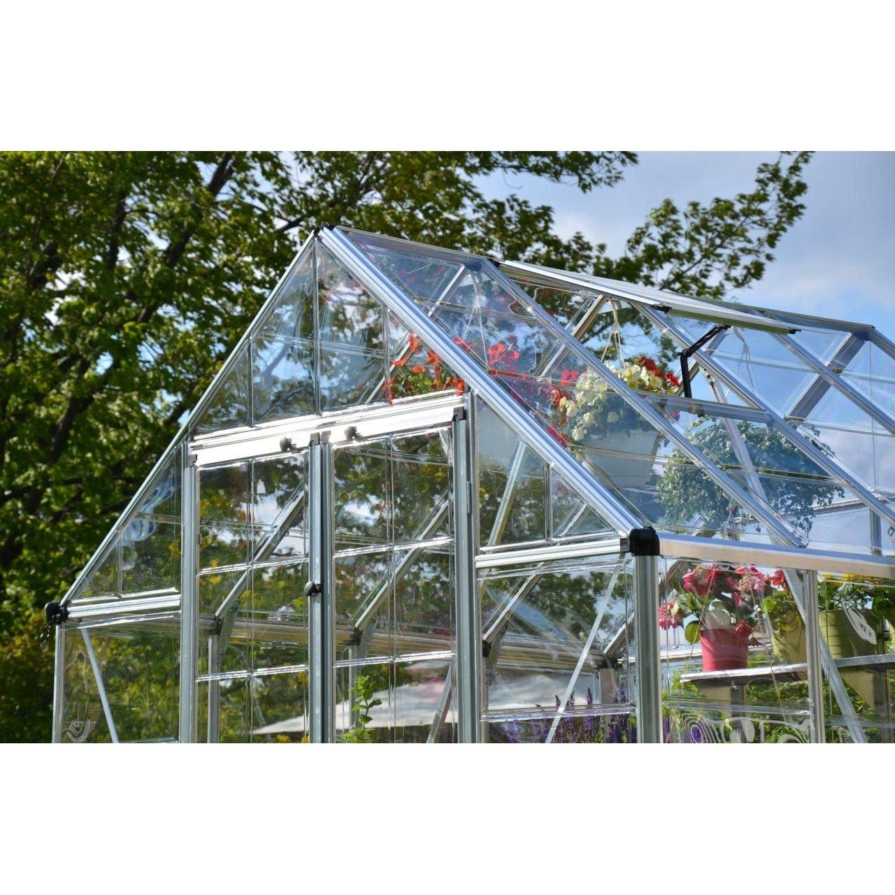 Palram - Canopia | Snap & Grow Greenhouse Kit - 8 Ft Wide - Silver With 0.8mm Polycarbonate Glazing