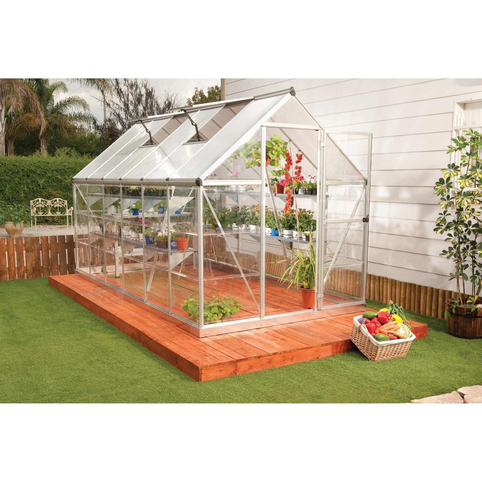 Palram - Canopia | Hybrid Greenhouse Kit - Silver With 0.8mm Polycarbonate Glazing