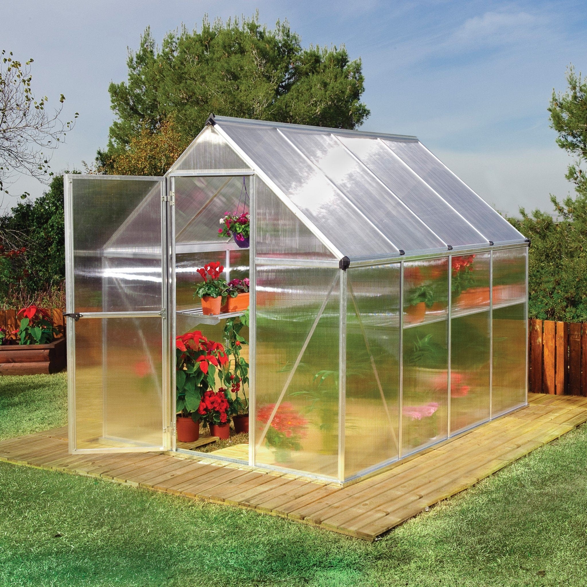 Palram - Canopia | Mythos Greenhouse Kit - 6 Ft Wide - Silver With 4mm Twin-wall Polycarbonate Glazing