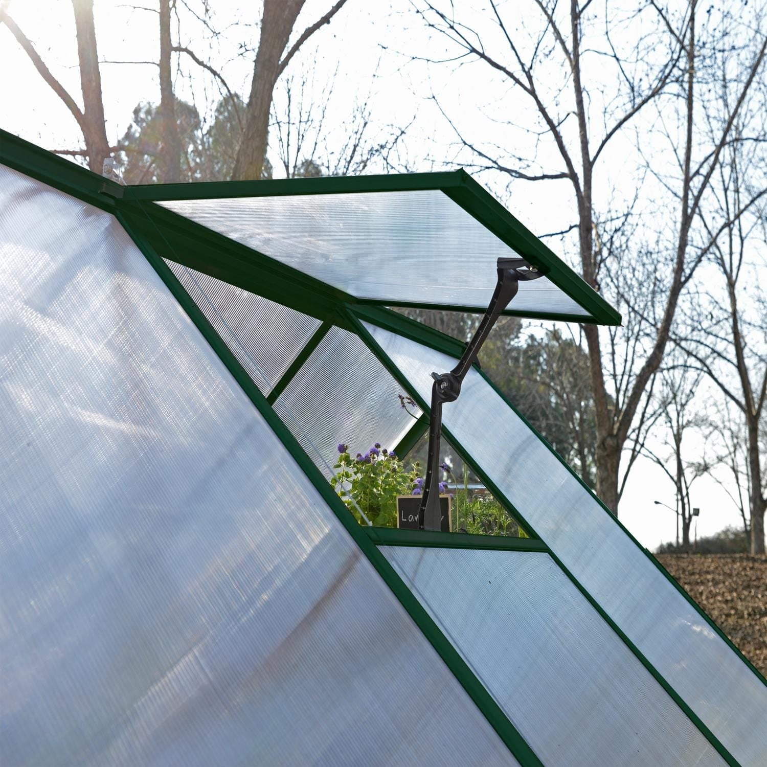 Palram - Canopia | 6x10 Ft Hybrid Greenhouse Kit - Green With 0.8mm Polycarbonate Glazing