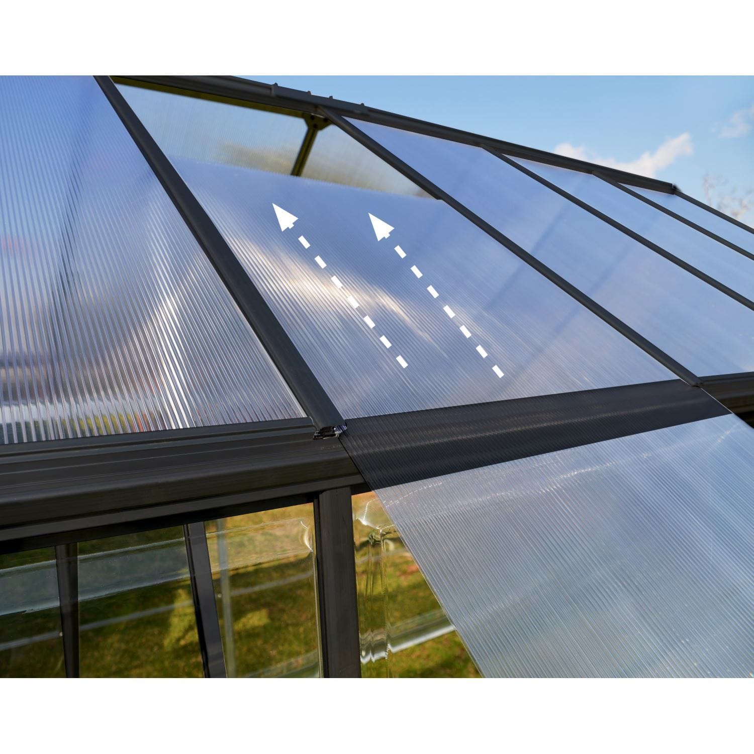 Palram - Canopia | 6x10 Ft Mythos Greenhouse Kit - Gray With 4mm Twin-wall Polycarbonate Glazing
