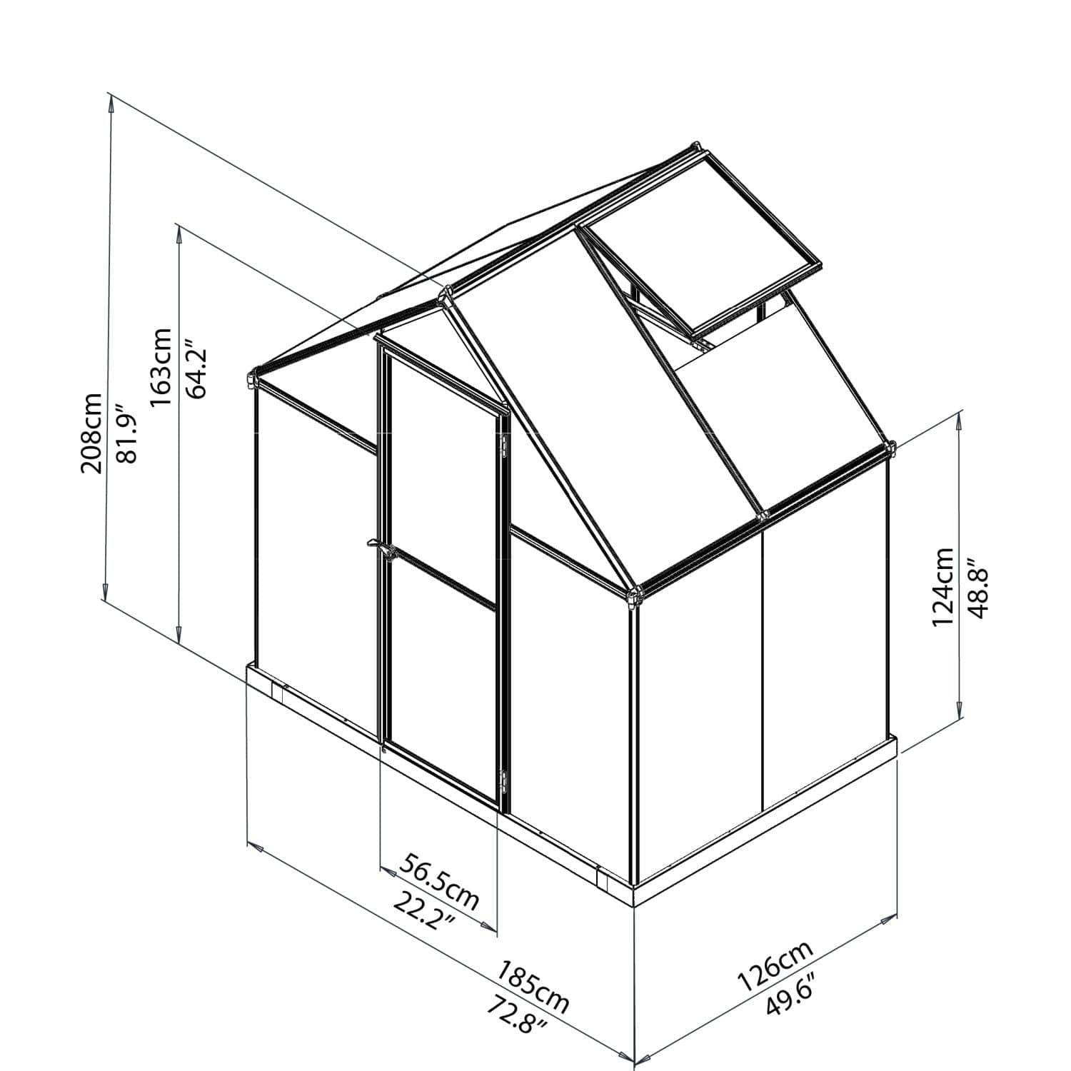 Palram - Canopia | 6x4 Ft Mythos Greenhouse Kit - Gray With 4mm Twin-wall Polycarbonate Glazing