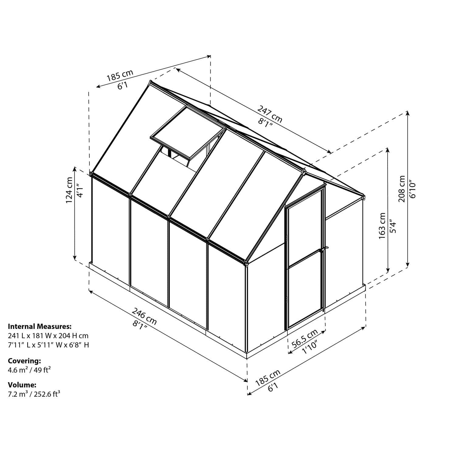 Palram - Canopia | 6x8 Ft Mythos Greenhouse Kit - Gray With 4mm Twin-wall Polycarbonate Glazing